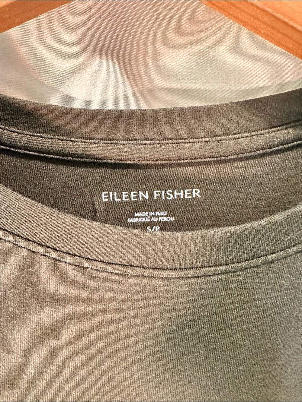 Eileen Fisher Organic Pima Cotton stretch T-shirt Dress Olive Green minimalist S - Picture 4 of 5